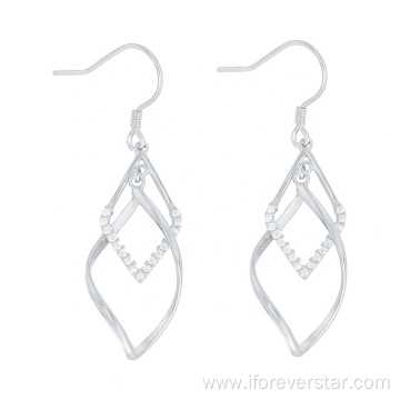 Earrings 925 Sterling Silver White Gold Rose Gold